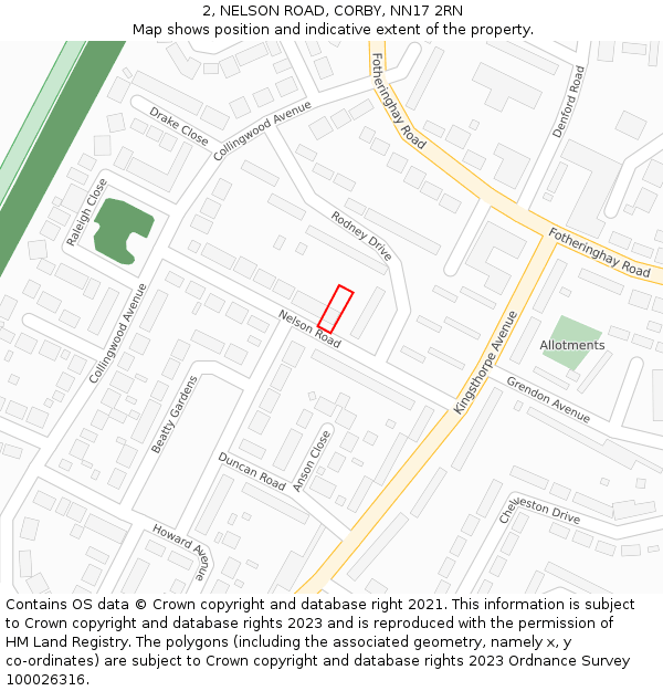 2, NELSON ROAD, CORBY, NN17 2RN: Location map and indicative extent of plot