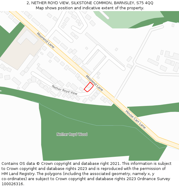 2, NETHER ROYD VIEW, SILKSTONE COMMON, BARNSLEY, S75 4QQ: Location map and indicative extent of plot