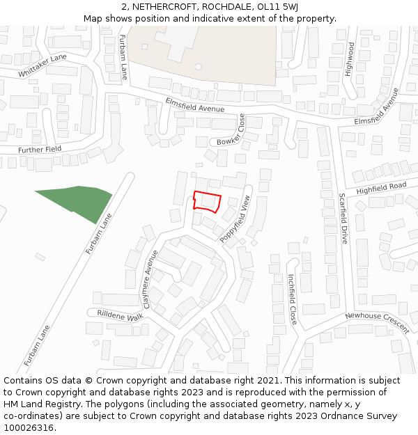 2, NETHERCROFT, ROCHDALE, OL11 5WJ: Location map and indicative extent of plot