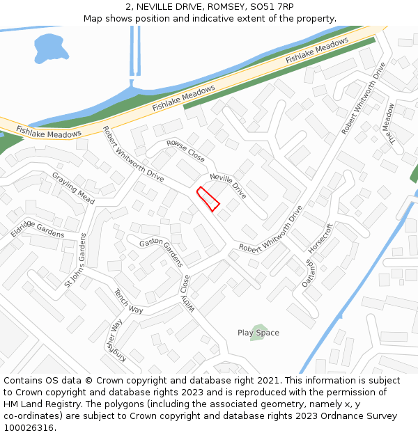 2, NEVILLE DRIVE, ROMSEY, SO51 7RP: Location map and indicative extent of plot