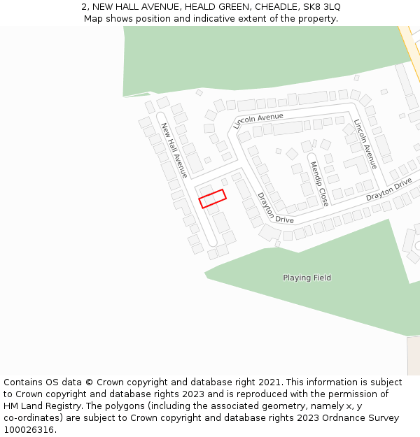 2, NEW HALL AVENUE, HEALD GREEN, CHEADLE, SK8 3LQ: Location map and indicative extent of plot