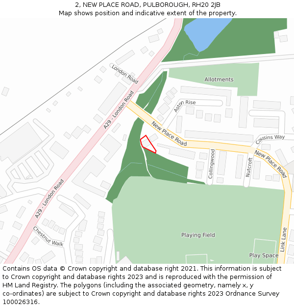 2, NEW PLACE ROAD, PULBOROUGH, RH20 2JB: Location map and indicative extent of plot