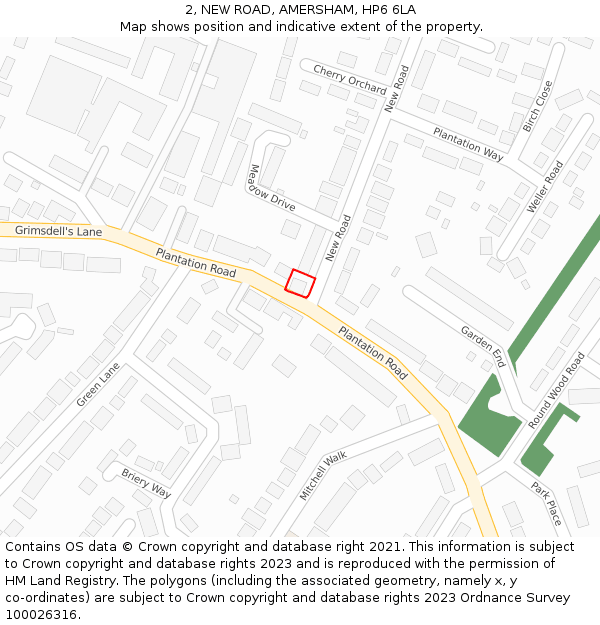 2, NEW ROAD, AMERSHAM, HP6 6LA: Location map and indicative extent of plot