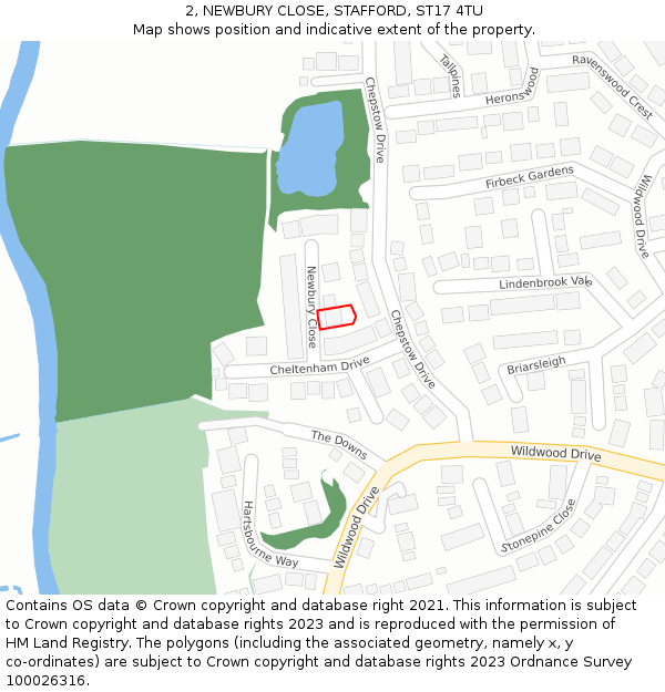 2, NEWBURY CLOSE, STAFFORD, ST17 4TU: Location map and indicative extent of plot