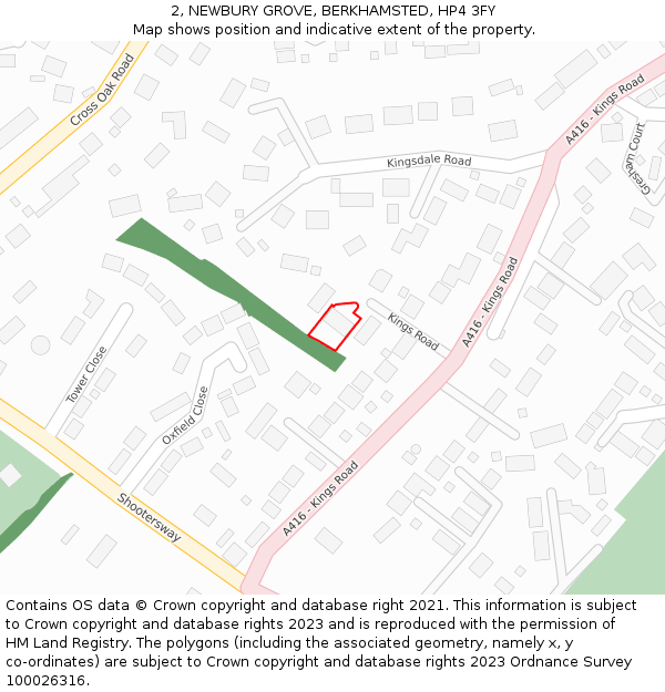 2, NEWBURY GROVE, BERKHAMSTED, HP4 3FY: Location map and indicative extent of plot