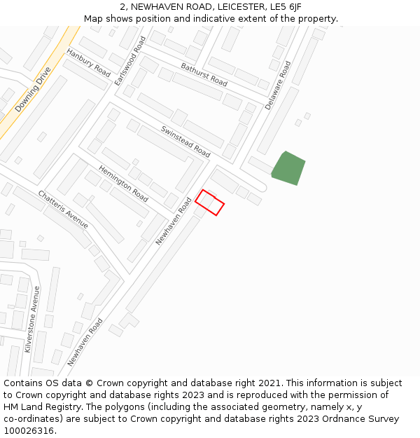 2, NEWHAVEN ROAD, LEICESTER, LE5 6JF: Location map and indicative extent of plot