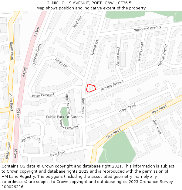 2, NICHOLLS AVENUE, PORTHCAWL, CF36 5LL: Location map and indicative extent of plot