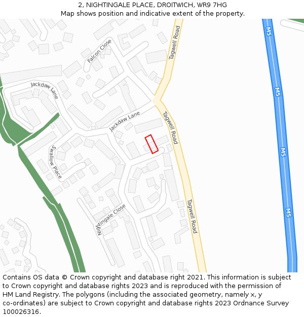 2, NIGHTINGALE PLACE, DROITWICH, WR9 7HG: Location map and indicative extent of plot