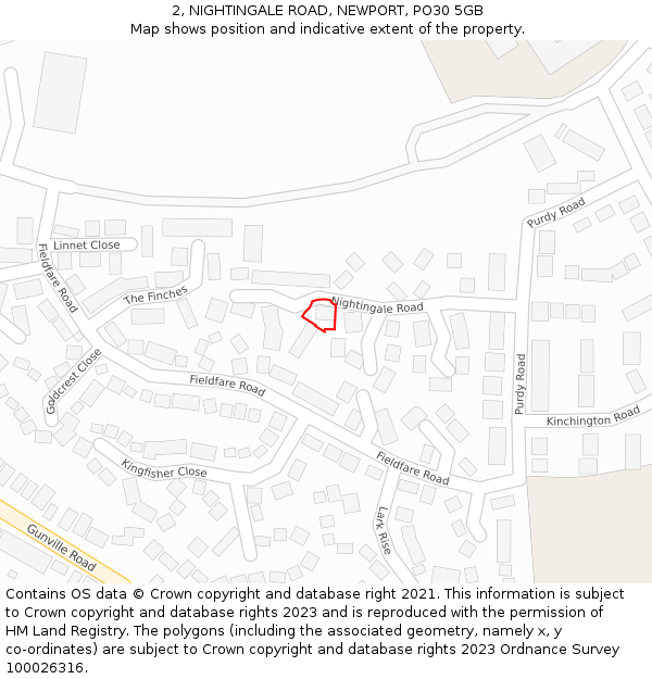 2, NIGHTINGALE ROAD, NEWPORT, PO30 5GB: Location map and indicative extent of plot