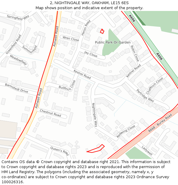 2, NIGHTINGALE WAY, OAKHAM, LE15 6ES: Location map and indicative extent of plot