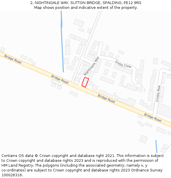 2, NIGHTINGALE WAY, SUTTON BRIDGE, SPALDING, PE12 9RG: Location map and indicative extent of plot