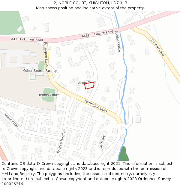 2, NOBLE COURT, KNIGHTON, LD7 1LB: Location map and indicative extent of plot
