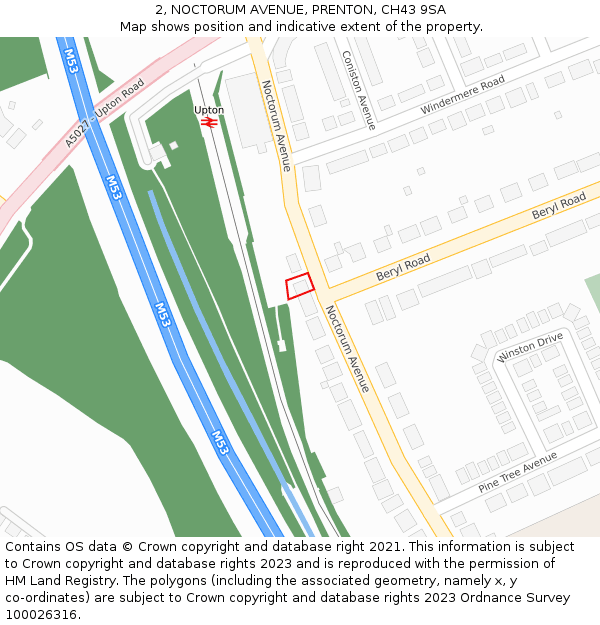 2, NOCTORUM AVENUE, PRENTON, CH43 9SA: Location map and indicative extent of plot