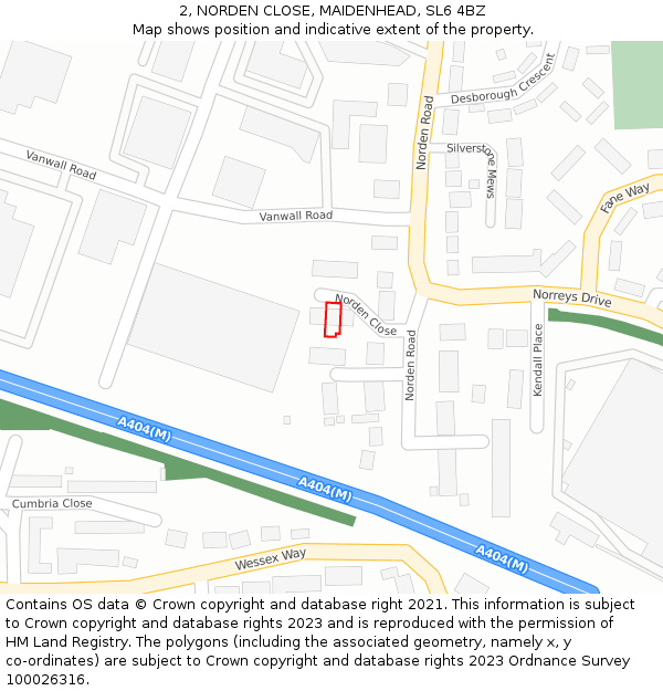 2, NORDEN CLOSE, MAIDENHEAD, SL6 4BZ: Location map and indicative extent of plot