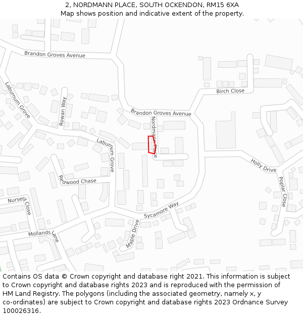 2, NORDMANN PLACE, SOUTH OCKENDON, RM15 6XA: Location map and indicative extent of plot