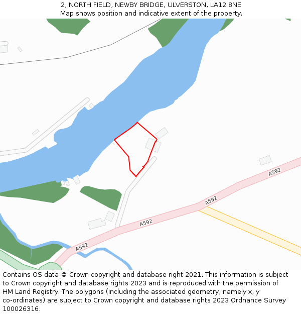 2, NORTH FIELD, NEWBY BRIDGE, ULVERSTON, LA12 8NE: Location map and indicative extent of plot