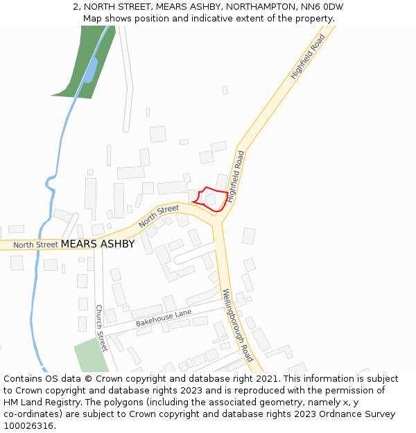 2, NORTH STREET, MEARS ASHBY, NORTHAMPTON, NN6 0DW: Location map and indicative extent of plot