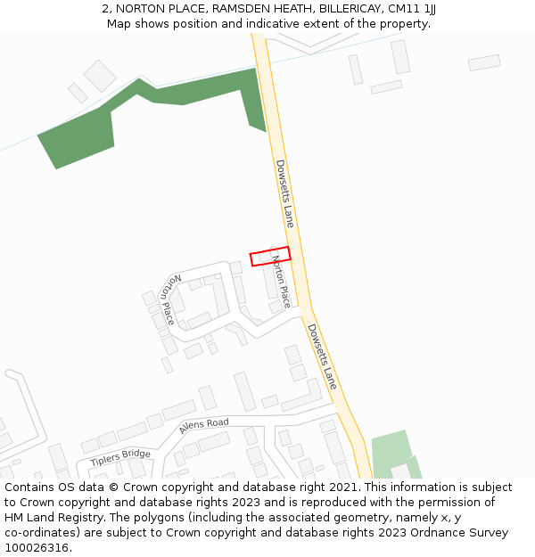 2, NORTON PLACE, RAMSDEN HEATH, BILLERICAY, CM11 1JJ: Location map and indicative extent of plot