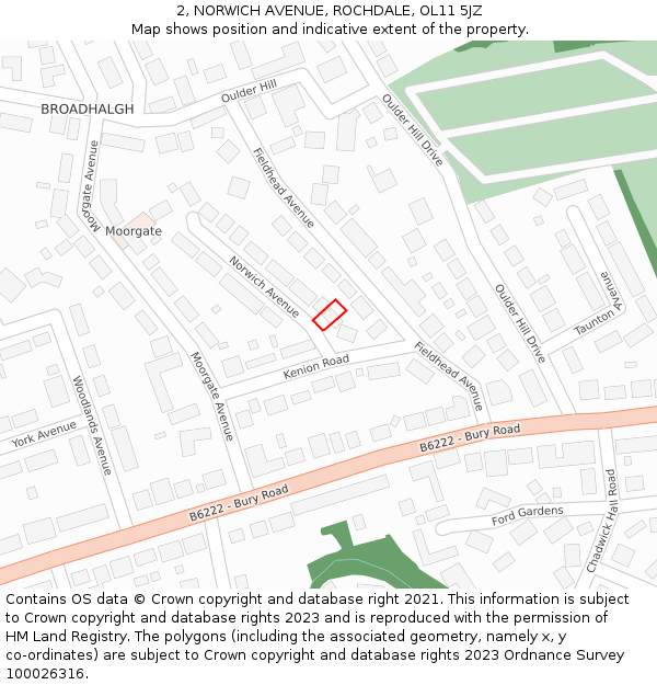 2, NORWICH AVENUE, ROCHDALE, OL11 5JZ: Location map and indicative extent of plot