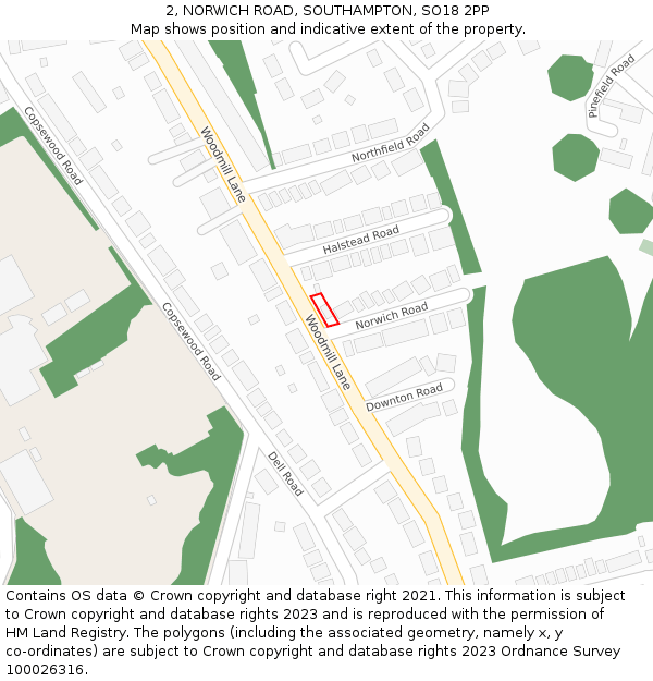 2, NORWICH ROAD, SOUTHAMPTON, SO18 2PP: Location map and indicative extent of plot