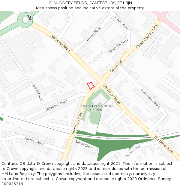 2, NUNNERY FIELDS, CANTERBURY, CT1 3JN: Location map and indicative extent of plot