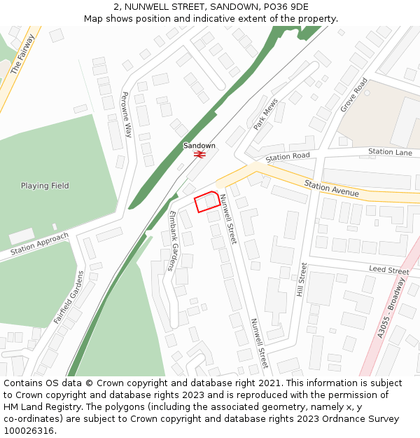 2, NUNWELL STREET, SANDOWN, PO36 9DE: Location map and indicative extent of plot