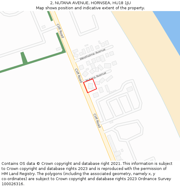 2, NUTANA AVENUE, HORNSEA, HU18 1JU: Location map and indicative extent of plot