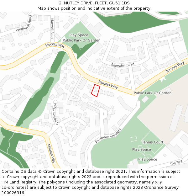 2, NUTLEY DRIVE, FLEET, GU51 1BS: Location map and indicative extent of plot