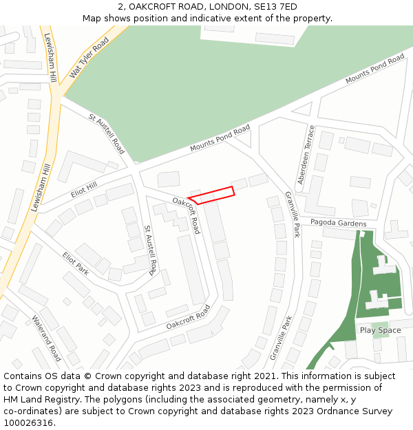2, OAKCROFT ROAD, LONDON, SE13 7ED: Location map and indicative extent of plot