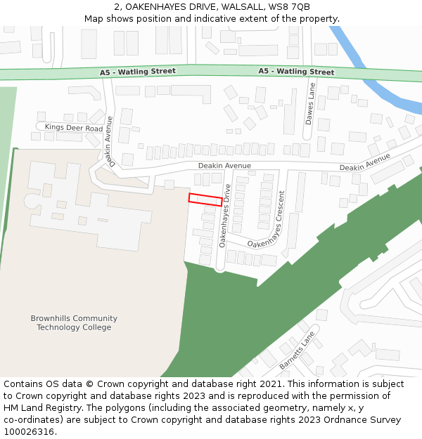 2, OAKENHAYES DRIVE, WALSALL, WS8 7QB: Location map and indicative extent of plot