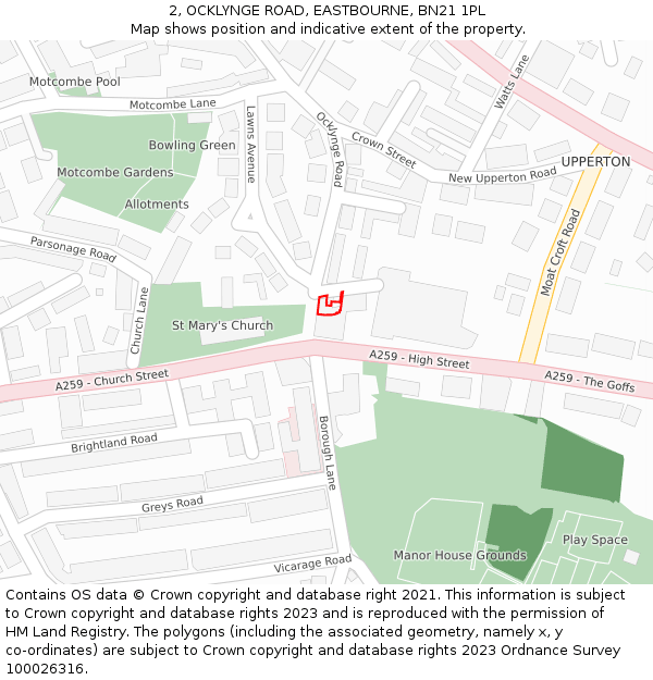 2, OCKLYNGE ROAD, EASTBOURNE, BN21 1PL: Location map and indicative extent of plot