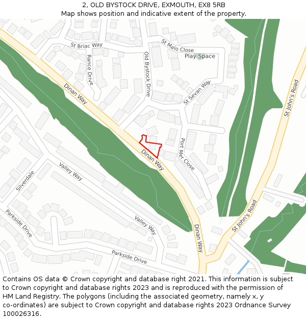 2, OLD BYSTOCK DRIVE, EXMOUTH, EX8 5RB: Location map and indicative extent of plot