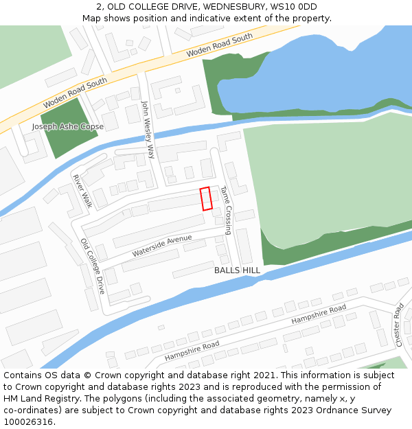 2, OLD COLLEGE DRIVE, WEDNESBURY, WS10 0DD: Location map and indicative extent of plot