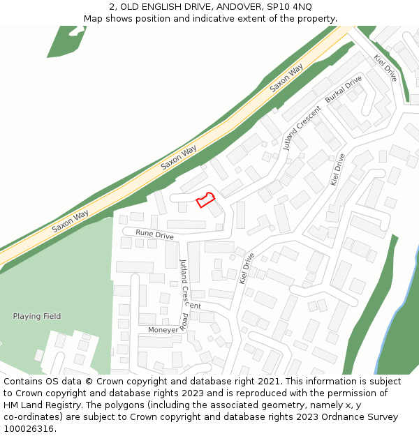 2, OLD ENGLISH DRIVE, ANDOVER, SP10 4NQ: Location map and indicative extent of plot