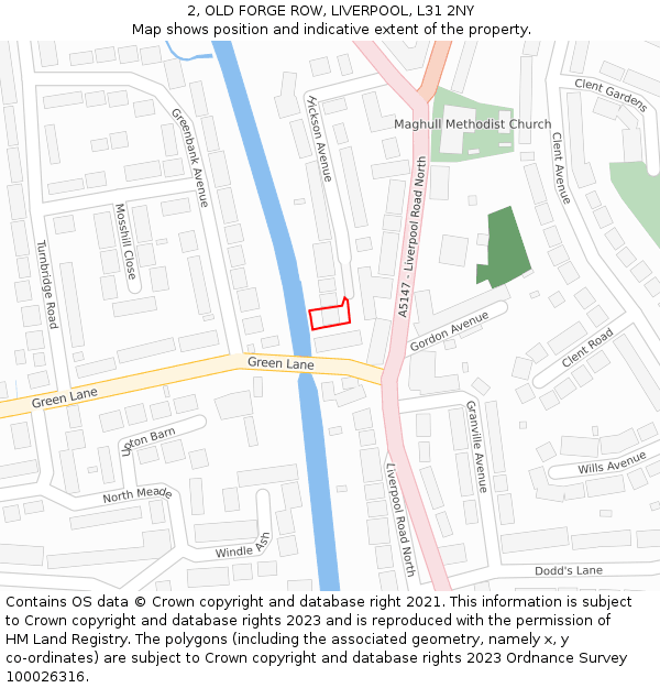 2, OLD FORGE ROW, LIVERPOOL, L31 2NY: Location map and indicative extent of plot