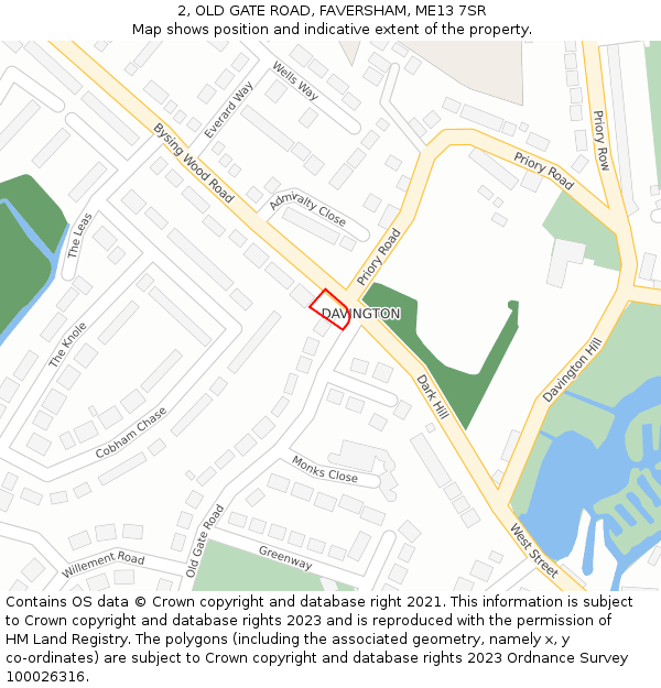 2, OLD GATE ROAD, FAVERSHAM, ME13 7SR: Location map and indicative extent of plot