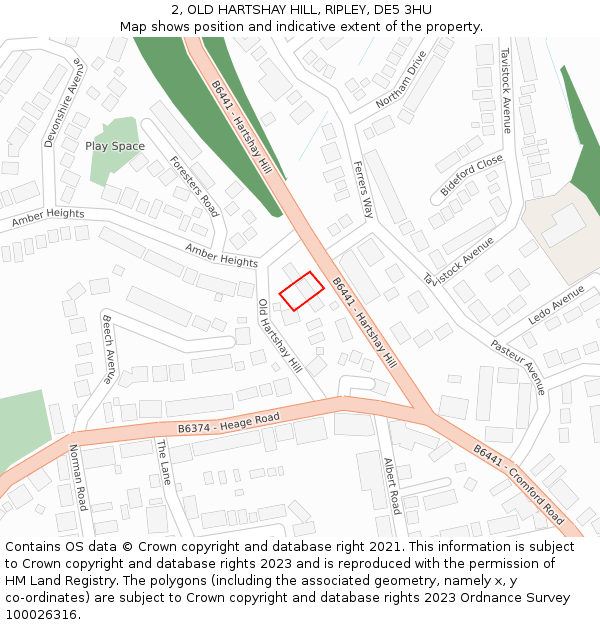 2, OLD HARTSHAY HILL, RIPLEY, DE5 3HU: Location map and indicative extent of plot
