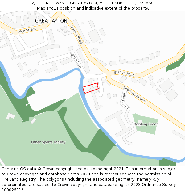 2, OLD MILL WYND, GREAT AYTON, MIDDLESBROUGH, TS9 6SG: Location map and indicative extent of plot