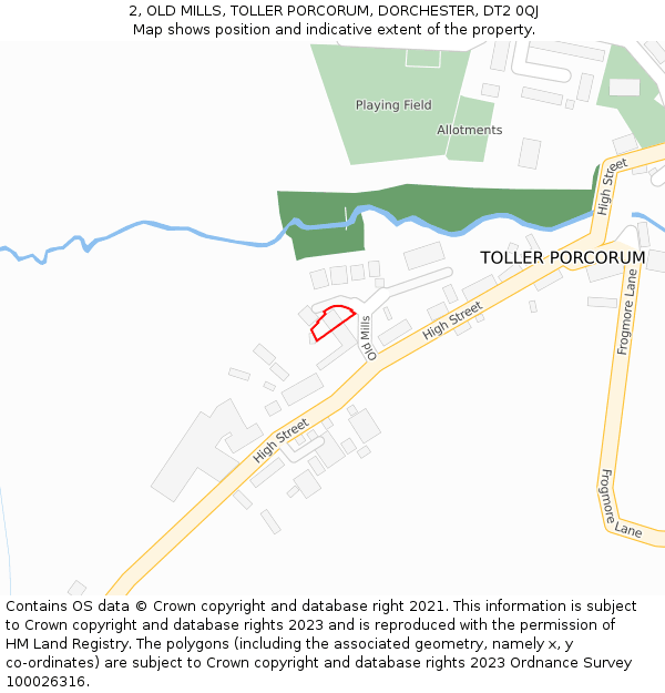 2, OLD MILLS, TOLLER PORCORUM, DORCHESTER, DT2 0QJ: Location map and indicative extent of plot