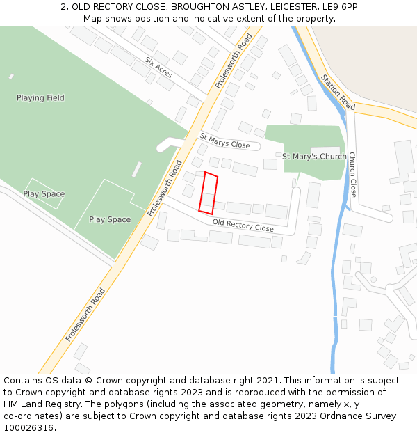 2, OLD RECTORY CLOSE, BROUGHTON ASTLEY, LEICESTER, LE9 6PP: Location map and indicative extent of plot