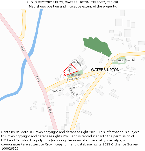 2, OLD RECTORY FIELDS, WATERS UPTON, TELFORD, TF6 6PL: Location map and indicative extent of plot