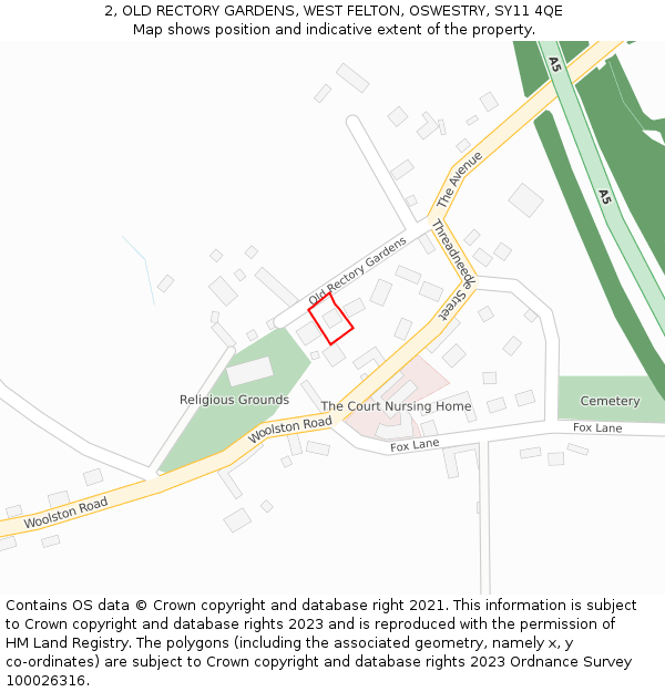 2, OLD RECTORY GARDENS, WEST FELTON, OSWESTRY, SY11 4QE: Location map and indicative extent of plot