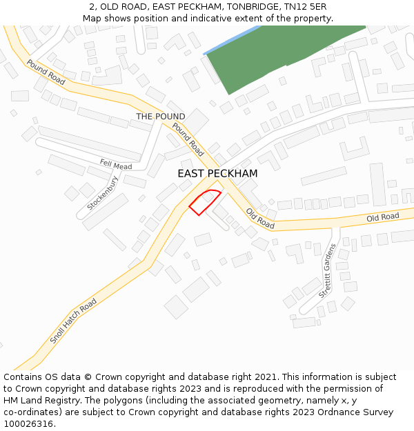 2, OLD ROAD, EAST PECKHAM, TONBRIDGE, TN12 5ER: Location map and indicative extent of plot