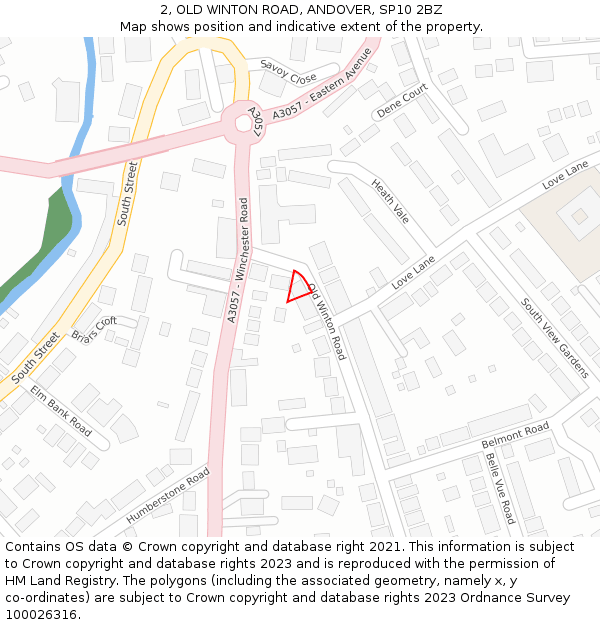 2, OLD WINTON ROAD, ANDOVER, SP10 2BZ: Location map and indicative extent of plot