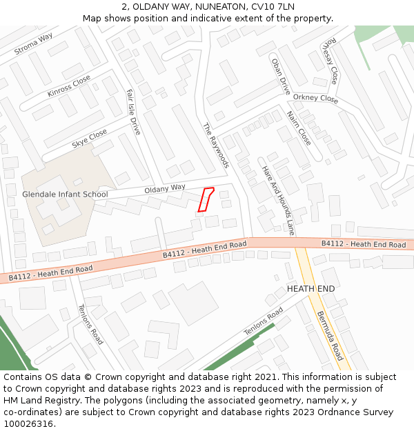 2, OLDANY WAY, NUNEATON, CV10 7LN: Location map and indicative extent of plot