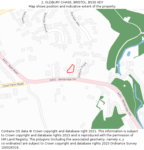 2, OLDBURY CHASE, BRISTOL, BS30 6DY: Location map and indicative extent of plot