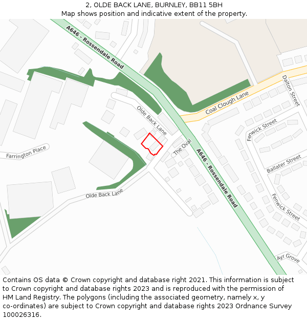 2, OLDE BACK LANE, BURNLEY, BB11 5BH: Location map and indicative extent of plot