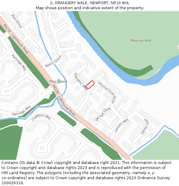 2, ORANGERY WALK, NEWPORT, NP10 8HL: Location map and indicative extent of plot
