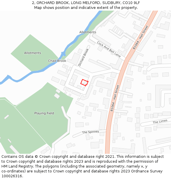 2, ORCHARD BROOK, LONG MELFORD, SUDBURY, CO10 9LF: Location map and indicative extent of plot