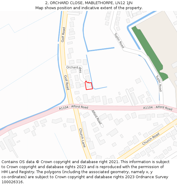 2, ORCHARD CLOSE, MABLETHORPE, LN12 1JN: Location map and indicative extent of plot